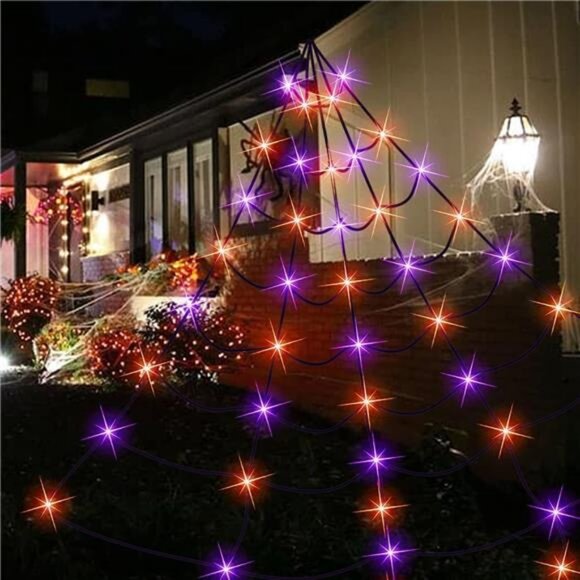 250 LED Spider Web Halloween Lights, 19.5 FT x 15 FT Giant Halloween Decorations - Picture 7 of 8